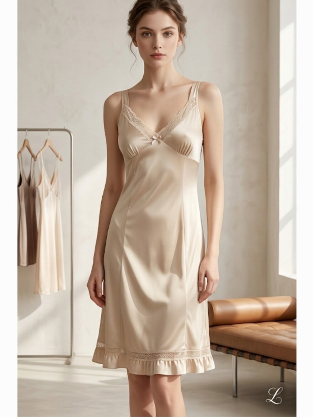 Slip Dress Womens Small Ivory Good Vintage Style Lace Trim Nylon